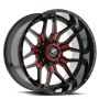 XF Off-Road XF-222 20x10 5x 6x Blank -12 Cb 78.1 Gloss Black & Red Milled