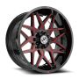 XF Off-Road XF-238 17x9 5x127 5x139.7 +12 Cb 78.1 Gloss Black & Red Milled