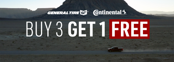 General Tire & Continental Tires Buy Three Get One Free
