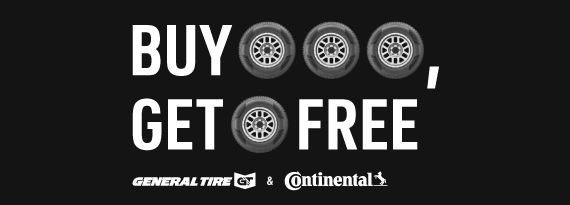 General Tire & Continental Tires Buy Three Get One Free